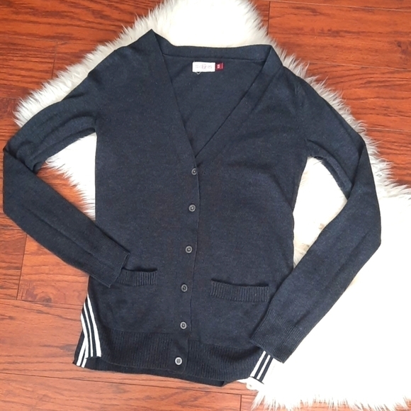 SO Sweaters - SO Lightweight Button Front Dark Grey Cardigan